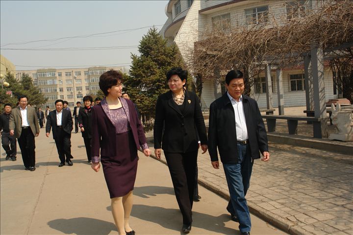 李校长向龙省长和卢书记介绍学校情况
